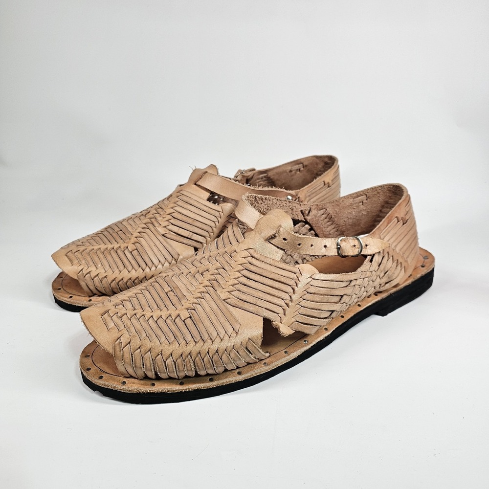 Huarache Woven Leather Sandals Mens 13 Weave Intrecciato Fisherman Rubber Sole